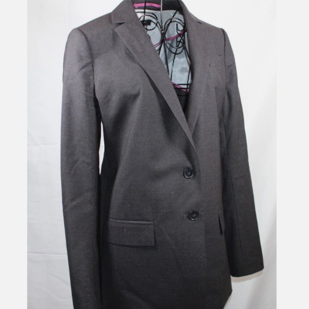 Ann Taylor Black Blazer Suit Jacket Sz 6 Virgin Wool Fabric Button Front